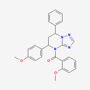 molecular formula C26H24N4O3 B11282049 (2-methoxyphenyl)[5-(4-methoxyphenyl)-7-phenyl-6,7-dihydro[1,2,4]triazolo[1,5-a]pyrimidin-4(5H)-yl]methanone 