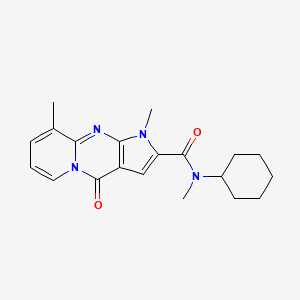 molecular formula C20H24N4O2 B11282058 N-cyclohexyl-N,1,9-trimethyl-4-oxo-1,4-dihydropyrido[1,2-a]pyrrolo[2,3-d]pyrimidine-2-carboxamide 