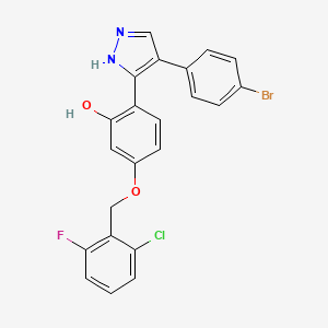 molecular formula C22H15BrClFN2O2 B11282062 2-[4-(4-bromophenyl)-1H-pyrazol-3-yl]-5-[(2-chloro-6-fluorobenzyl)oxy]phenol 