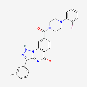 molecular formula C27H23FN6O2 B11282116 8-(4-(2-fluorophenyl)piperazine-1-carbonyl)-3-(m-tolyl)-[1,2,3]triazolo[1,5-a]quinazolin-5(4H)-one 