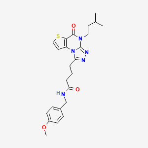 molecular formula C24H29N5O3S B11282160 N-(4-methoxybenzyl)-4-[4-(3-methylbutyl)-5-oxo-4,5-dihydrothieno[2,3-e][1,2,4]triazolo[4,3-a]pyrimidin-1-yl]butanamide 