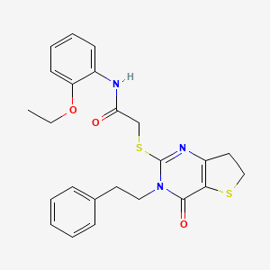 molecular formula C24H25N3O3S2 B11282162 N-(2-ethoxyphenyl)-2-((4-oxo-3-phenethyl-3,4,6,7-tetrahydrothieno[3,2-d]pyrimidin-2-yl)thio)acetamide 