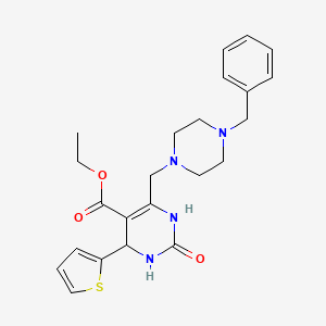 molecular formula C23H28N4O3S B11282179 Ethyl 6-[(4-benzylpiperazin-1-yl)methyl]-2-oxo-4-(thiophen-2-yl)-1,2,3,4-tetrahydropyrimidine-5-carboxylate 