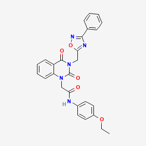 molecular formula C27H23N5O5 B11282215 2-(2,4-dioxo-3-((3-phenyl-1,2,4-oxadiazol-5-yl)methyl)-3,4-dihydroquinazolin-1(2H)-yl)-N-(4-ethoxyphenyl)acetamide 