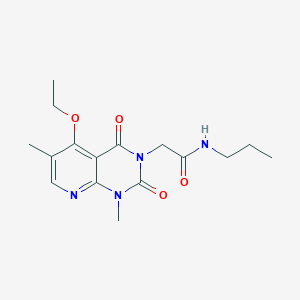 molecular formula C16H22N4O4 B11282228 2-(5-ethoxy-1,6-dimethyl-2,4-dioxo-1,2-dihydropyrido[2,3-d]pyrimidin-3(4H)-yl)-N-propylacetamide 