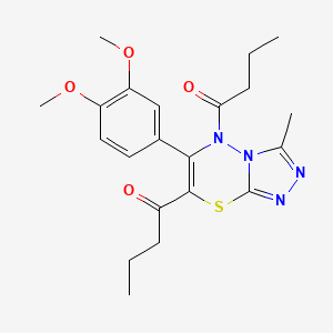 1-[7-Butanoyl-6-(3,4-dimethoxyphenyl)-3-methyl-5H-[1,2,4]triazolo[3,4-B][1,3,4]thiadiazin-5-YL]butan-1-one