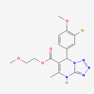 molecular formula C16H18BrN5O4 B11282239 2-Methoxyethyl 7-(3-bromo-4-methoxyphenyl)-5-methyl-4,7-dihydrotetrazolo[1,5-a]pyrimidine-6-carboxylate 