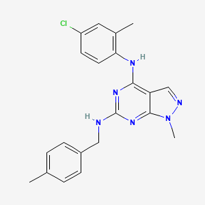 molecular formula C21H21ClN6 B11282245 N~4~-(4-chloro-2-methylphenyl)-1-methyl-N~6~-(4-methylbenzyl)-1H-pyrazolo[3,4-d]pyrimidine-4,6-diamine 