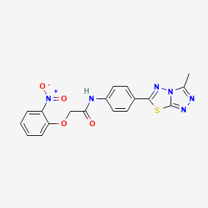 molecular formula C18H14N6O4S B11282247 N-[4-(3-methyl[1,2,4]triazolo[3,4-b][1,3,4]thiadiazol-6-yl)phenyl]-2-(2-nitrophenoxy)acetamide 