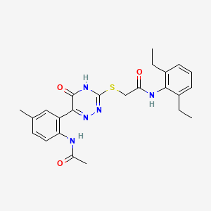 N-(2,6-Diethylphenyl)-2-{[6-(2-acetamido-5-methylphenyl)-5-oxo-4,5-dihydro-1,2,4-triazin-3-YL]sulfanyl}acetamide