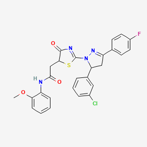 2-{2-[5-(3-chlorophenyl)-3-(4-fluorophenyl)-4,5-dihydro-1H-pyrazol-1-yl]-4-oxo-4,5-dihydro-1,3-thiazol-5-yl}-N-(2-methoxyphenyl)acetamide