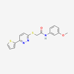 molecular formula C17H15N3O2S2 B11282262 N-(3-methoxyphenyl)-2-((6-(thiophen-2-yl)pyridazin-3-yl)thio)acetamide 