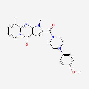 molecular formula C24H25N5O3 B11282280 2-{[4-(4-Methoxyphenyl)piperazino]carbonyl}-1,9-dimethylpyrido[1,2-A]pyrrolo[2,3-D]pyrimidin-4(1H)-one 