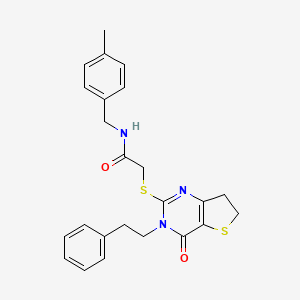 molecular formula C24H25N3O2S2 B11282319 N-(4-methylbenzyl)-2-((4-oxo-3-phenethyl-3,4,6,7-tetrahydrothieno[3,2-d]pyrimidin-2-yl)thio)acetamide 