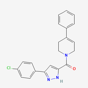 molecular formula C21H18ClN3O B11282339 [5-(4-chlorophenyl)-1H-pyrazol-3-yl](4-phenyl-3,6-dihydropyridin-1(2H)-yl)methanone 