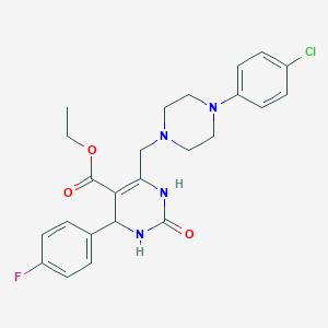 molecular formula C24H26ClFN4O3 B11282344 Ethyl 6-{[4-(4-chlorophenyl)piperazin-1-yl]methyl}-4-(4-fluorophenyl)-2-oxo-1,2,3,4-tetrahydropyrimidine-5-carboxylate 