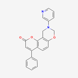 molecular formula C22H16N2O3 B11282382 4-phenyl-9-(pyridin-3-yl)-9,10-dihydro-2H,8H-chromeno[8,7-e][1,3]oxazin-2-one 