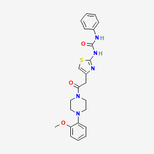 molecular formula C23H25N5O3S B11282416 1-(4-(2-(4-(2-Methoxyphenyl)piperazin-1-yl)-2-oxoethyl)thiazol-2-yl)-3-phenylurea 