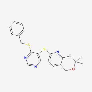 15-benzylsulfanyl-5,5-dimethyl-6-oxa-17-thia-2,12,14-triazatetracyclo[8.7.0.03,8.011,16]heptadeca-1,3(8),9,11,13,15-hexaene