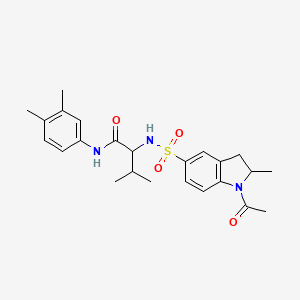 2-(1-Acetyl-2-methyl-2,3-dihydro-1H-indole-5-sulfonamido)-N-(3,4-dimethylphenyl)-3-methylbutanamide