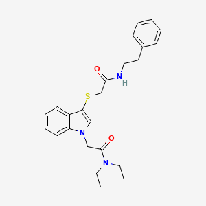 molecular formula C24H29N3O2S B11282451 N,N-diethyl-2-(3-((2-oxo-2-(phenethylamino)ethyl)thio)-1H-indol-1-yl)acetamide 