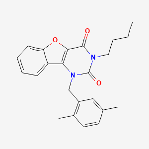 molecular formula C23H24N2O3 B11282457 3-Butyl-1-[(2,5-dimethylphenyl)methyl]-[1]benzofuro[3,2-d]pyrimidine-2,4-dione 