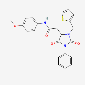 molecular formula C24H23N3O4S B11282495 N-(4-methoxyphenyl)-2-[1-(4-methylphenyl)-2,5-dioxo-3-(thiophen-2-ylmethyl)imidazolidin-4-yl]acetamide 