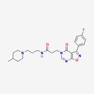 molecular formula C23H28FN5O3 B11282511 3-[3-(4-Fluorophenyl)-4-oxoisoxazolo[5,4-D]pyrimidin-5(4H)-YL]-N-[3-(4-methylpiperidino)propyl]propanamide 