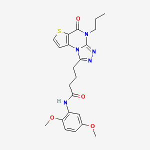 molecular formula C22H25N5O4S B11282529 N-(2,5-dimethoxyphenyl)-4-(5-oxo-4-propyl-4,5-dihydrothieno[2,3-e][1,2,4]triazolo[4,3-a]pyrimidin-1-yl)butanamide 