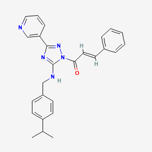 molecular formula C26H25N5O B11282532 (2E)-3-phenyl-1-[5-{[4-(propan-2-yl)benzyl]amino}-3-(pyridin-3-yl)-1H-1,2,4-triazol-1-yl]prop-2-en-1-one 