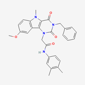 2-(3-benzyl-8-methoxy-5-methyl-2,4-dioxo-2,3,4,5-tetrahydro-1H-pyrimido[5,4-b]indol-1-yl)-N-(3,4-dimethylphenyl)acetamide