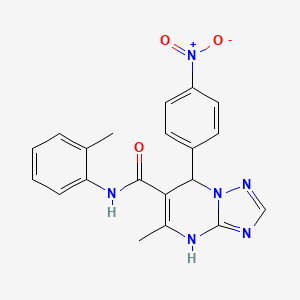 molecular formula C20H18N6O3 B11282559 5-methyl-N-(2-methylphenyl)-7-(4-nitrophenyl)-4,7-dihydro[1,2,4]triazolo[1,5-a]pyrimidine-6-carboxamide 