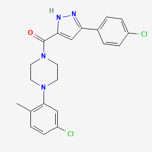 molecular formula C21H20Cl2N4O B11282567 1-(5-Chloro-2-methylphenyl)-4-[3-(4-chlorophenyl)-1H-pyrazole-5-carbonyl]piperazine 