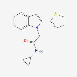 molecular formula C17H16N2OS B11282594 N-Cyclopropyl-2-[2-(thiophen-2-YL)-1H-indol-1-YL]acetamide 