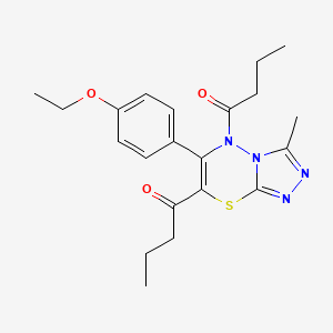 molecular formula C21H26N4O3S B11282600 1,1'-[6-(4-ethoxyphenyl)-3-methyl-5H-[1,2,4]triazolo[3,4-b][1,3,4]thiadiazine-5,7-diyl]dibutan-1-one 