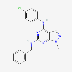 molecular formula C19H17ClN6 B11282615 N~6~-benzyl-N~4~-(4-chlorophenyl)-1-methyl-1H-pyrazolo[3,4-d]pyrimidine-4,6-diamine 