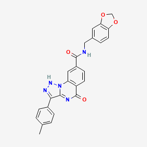 molecular formula C25H19N5O4 B11282619 N-(benzo[d][1,3]dioxol-5-ylmethyl)-5-oxo-3-(p-tolyl)-4,5-dihydro-[1,2,3]triazolo[1,5-a]quinazoline-8-carboxamide 