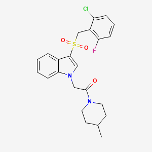 molecular formula C23H24ClFN2O3S B11282656 2-{3-[(2-chloro-6-fluorophenyl)methanesulfonyl]-1H-indol-1-yl}-1-(4-methylpiperidin-1-yl)ethan-1-one 