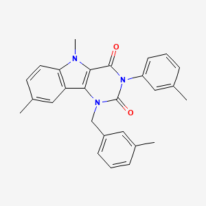 molecular formula C27H25N3O2 B11282680 5,8-dimethyl-1-(3-methylbenzyl)-3-(3-methylphenyl)-1H-pyrimido[5,4-b]indole-2,4(3H,5H)-dione 