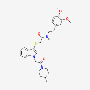 N-(3,4-dimethoxyphenethyl)-2-((1-(2-(4-methylpiperidin-1-yl)-2-oxoethyl)-1H-indol-3-yl)thio)acetamide