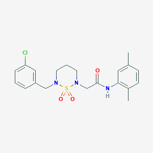 molecular formula C20H24ClN3O3S B11282703 2-[6-(3-chlorobenzyl)-1,1-dioxido-1,2,6-thiadiazinan-2-yl]-N-(2,5-dimethylphenyl)acetamide 