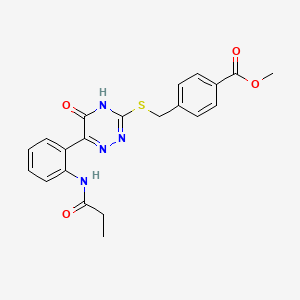 Methyl 4-({[5-oxo-6-(2-propanamidophenyl)-4,5-dihydro-1,2,4-triazin-3-YL]sulfanyl}methyl)benzoate