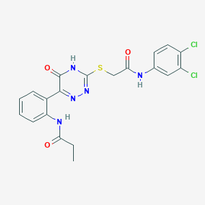 N-{2-[3-({[(3,4-Dichlorophenyl)carbamoyl]methyl}sulfanyl)-5-oxo-4,5-dihydro-1,2,4-triazin-6-YL]phenyl}propanamide