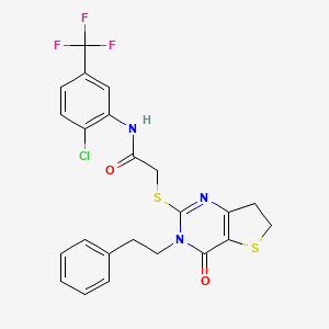 N-(2-chloro-5-(trifluoromethyl)phenyl)-2-((4-oxo-3-phenethyl-3,4,6,7-tetrahydrothieno[3,2-d]pyrimidin-2-yl)thio)acetamide