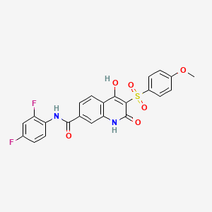 molecular formula C23H16F2N2O6S B11282766 N-(2,4-difluorophenyl)-4-hydroxy-3-((4-methoxyphenyl)sulfonyl)-2-oxo-1,2-dihydroquinoline-7-carboxamide 