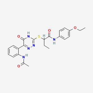 2-{[6-(2-Acetamidophenyl)-5-oxo-4,5-dihydro-1,2,4-triazin-3-YL]sulfanyl}-N-(4-ethoxyphenyl)butanamide