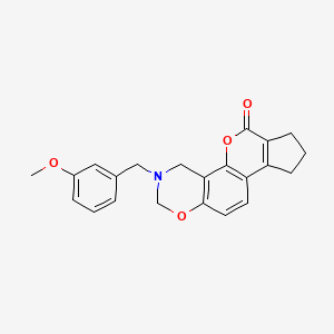 molecular formula C22H21NO4 B11282804 3-(3-methoxybenzyl)-3,4,8,9-tetrahydro-2H-cyclopenta[3,4]chromeno[8,7-e][1,3]oxazin-6(7H)-one 