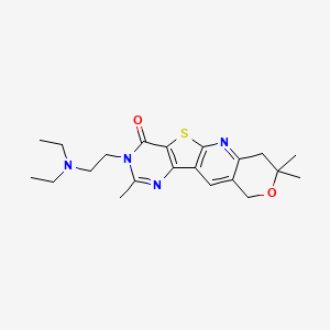 molecular formula C21H28N4O2S B11282835 14-[2-(diethylamino)ethyl]-5,5,13-trimethyl-6-oxa-17-thia-2,12,14-triazatetracyclo[8.7.0.03,8.011,16]heptadeca-1,3(8),9,11(16),12-pentaen-15-one 