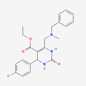 molecular formula C22H24FN3O3 B11282846 Ethyl 6-{[benzyl(methyl)amino]methyl}-4-(4-fluorophenyl)-2-oxo-1,2,3,4-tetrahydropyrimidine-5-carboxylate 