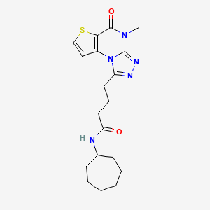 molecular formula C19H25N5O2S B11282888 N-cycloheptyl-4-(4-methyl-5-oxo-4,5-dihydrothieno[2,3-e][1,2,4]triazolo[4,3-a]pyrimidin-1-yl)butanamide 